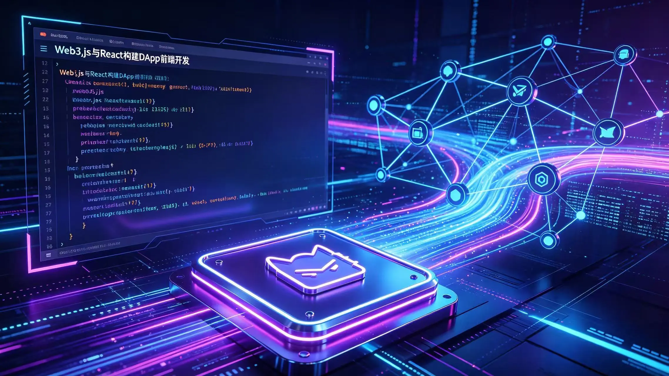 Web3.js 结合 React 开发 DApp 去中心化应用前端，钱包连接与智能合约交互实战教程封面