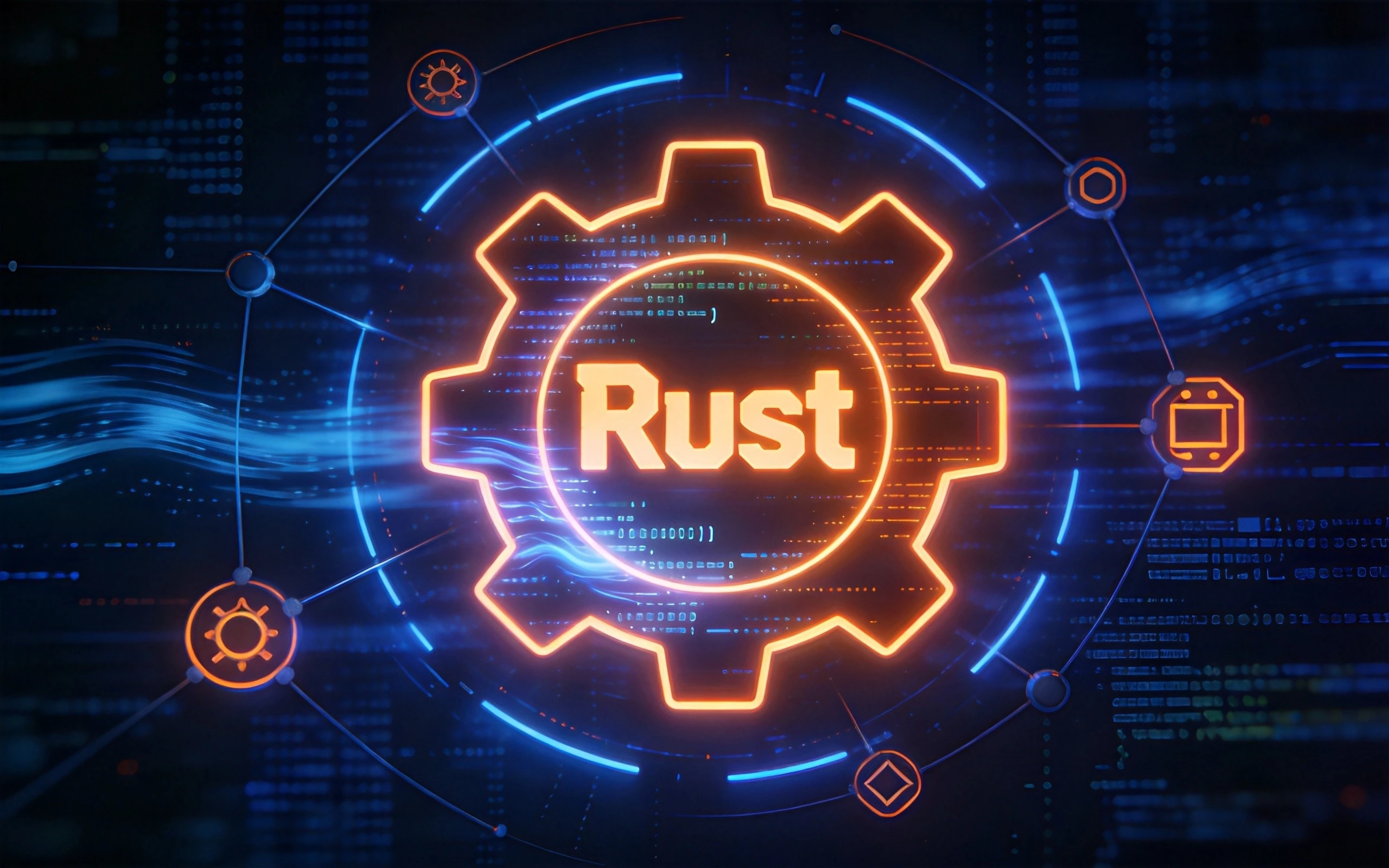 Rust区块链开发概念图,展示Rust语言与智能合约的结合