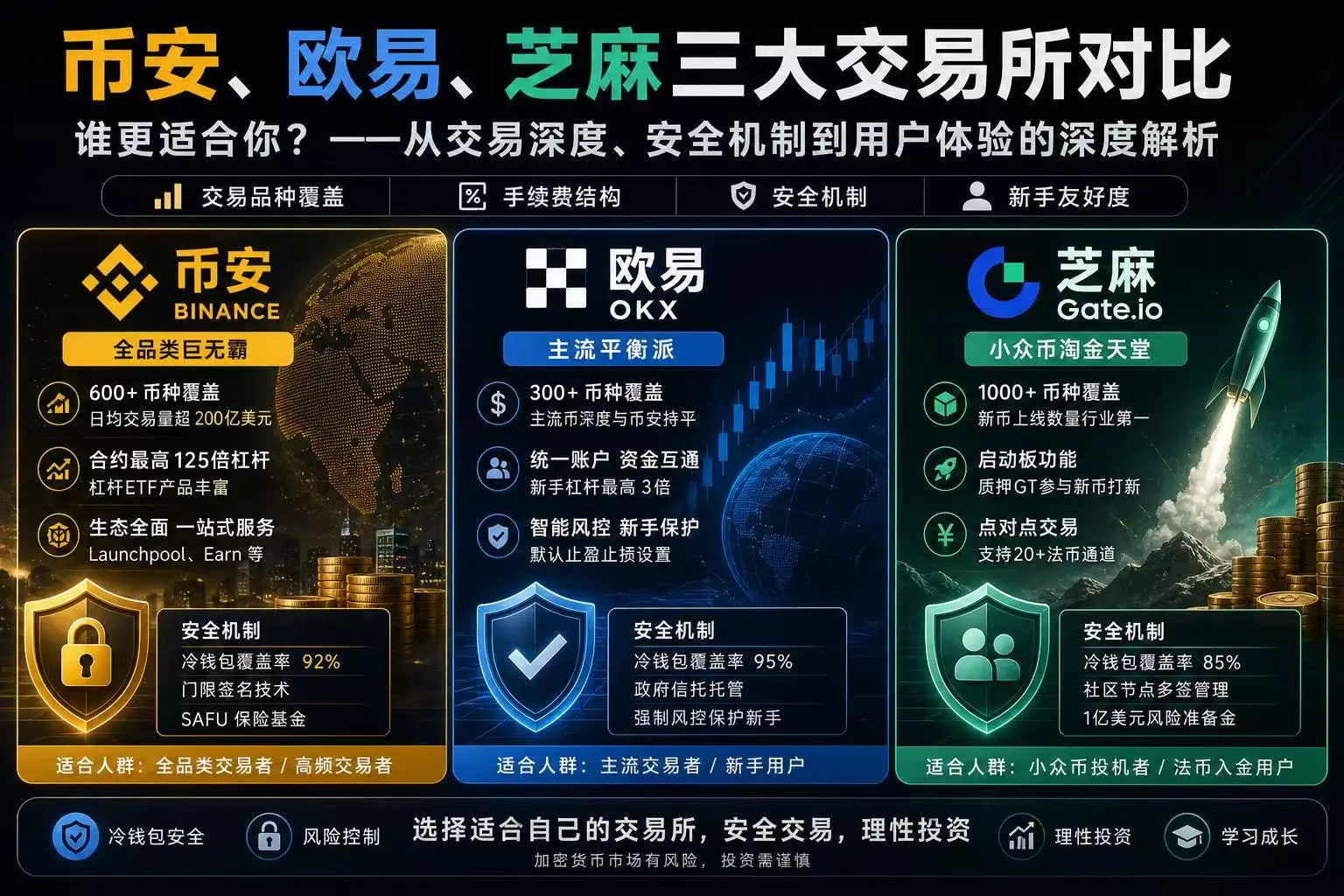 币安、欧易、芝麻三大交易所对比：谁更适合你？2026最新解析