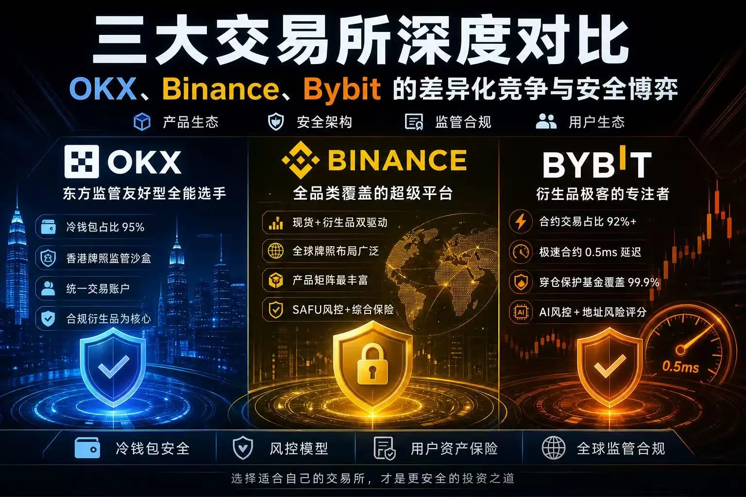 三大交易所深度对比：OKX、Binance、Bybit的差异化竞争与安全博弈